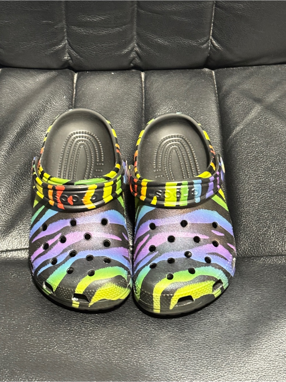 Little kids size 1 /J1 Crocs Classic Clog Rainbow Zebra Print